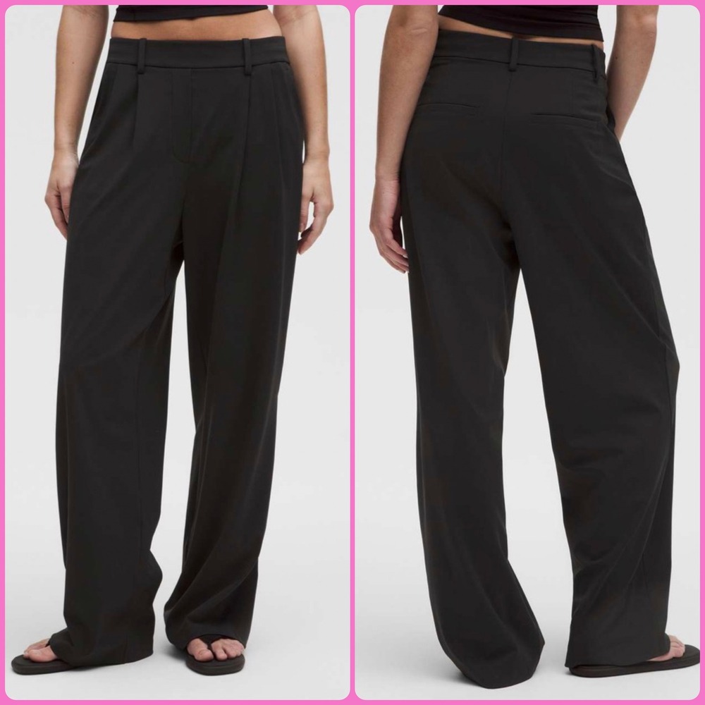 Lululemon Daydrift Trouser Pants Short Black M Pleated Wide Leg Luxtreme W5HCQS